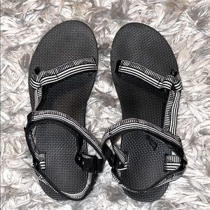 Size 9 Black and White Teva Sandals
